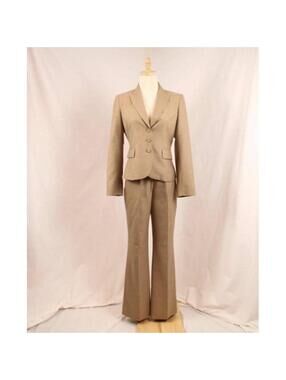 Vintage 90s Anne Klein Tan Wool Blend Pantsuit Women's 0 / XS
